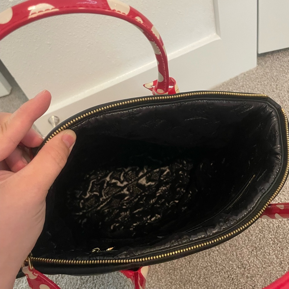 Louis Vuitton Black Tote with Red and White Polka Dot Trim - Picture 9 of 10